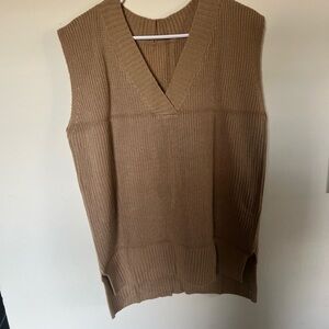 Tan Sleeveless Knit Sweater Vest